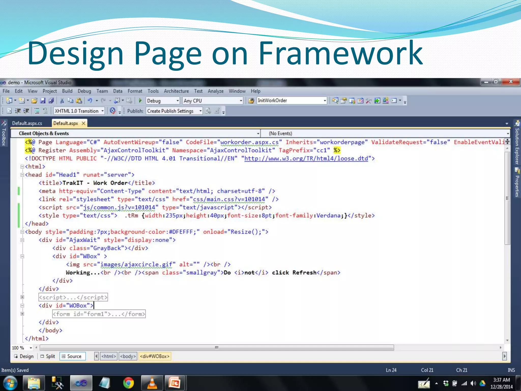 Design Page on Framework
 