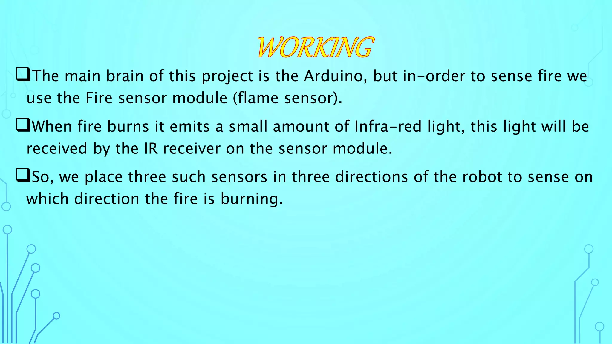 Fire Fighting Robot using arduino UNO PPT | PPTX