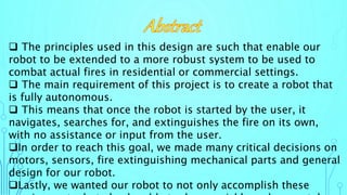 Fire Fighting Robot using arduino UNO PPT | PPTX