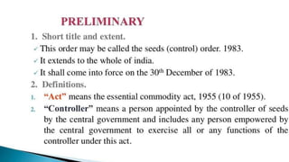 Seed control order 1983