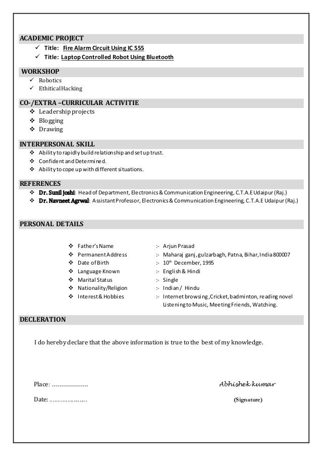 Electronics Freshers Resume......Abhishek kumar,C.T.A.E ...