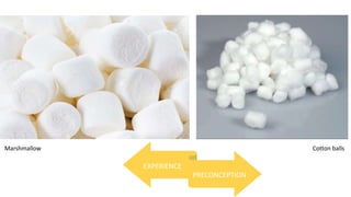 Marshmallow Cotton balls
EXPERIENCE
PRECONCEPTION
 