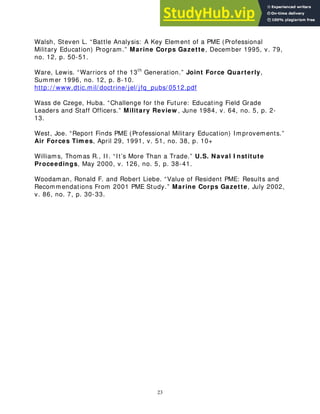 Military Bibliography Example A Bibliography Of Professional Military Education (PME) | PDF