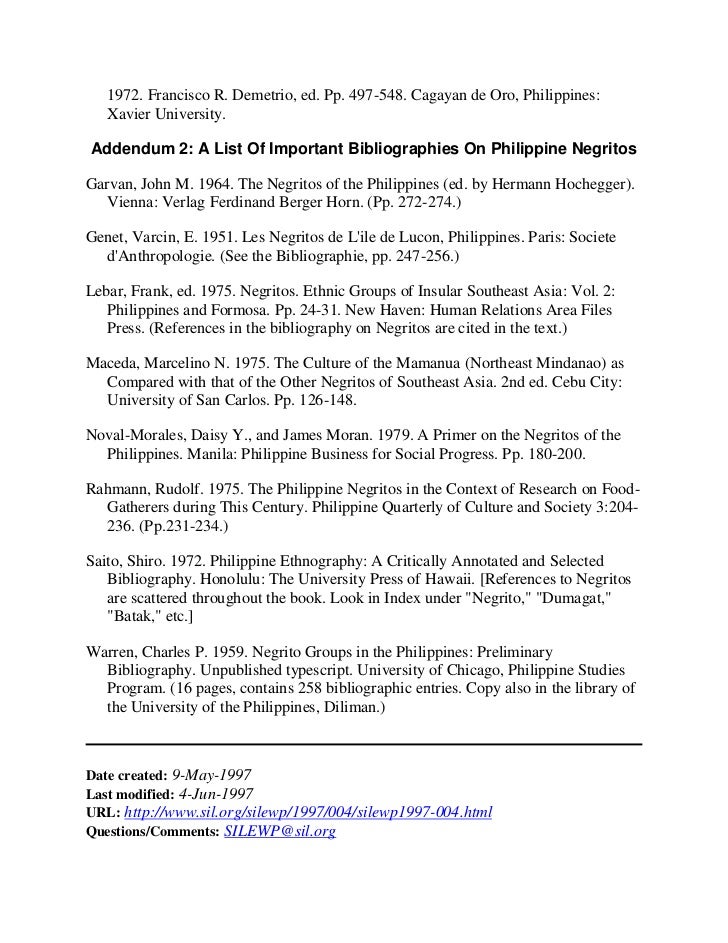 A bibliography of the agta negritos of eastern luzon 