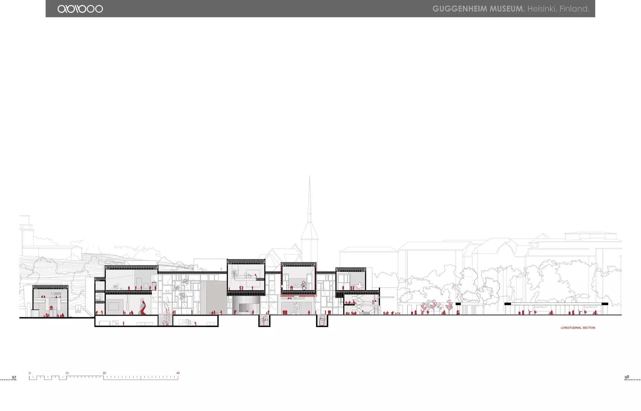 LONGITUDINAL SECTION
0 10 20 40
GUGGENHEIM MUSEUM. Helsinki, Finland.
97 98
 