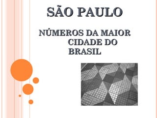 SÃO PAULO NÚMEROS DA MAIOR  CIDADE DO BRASIL 
