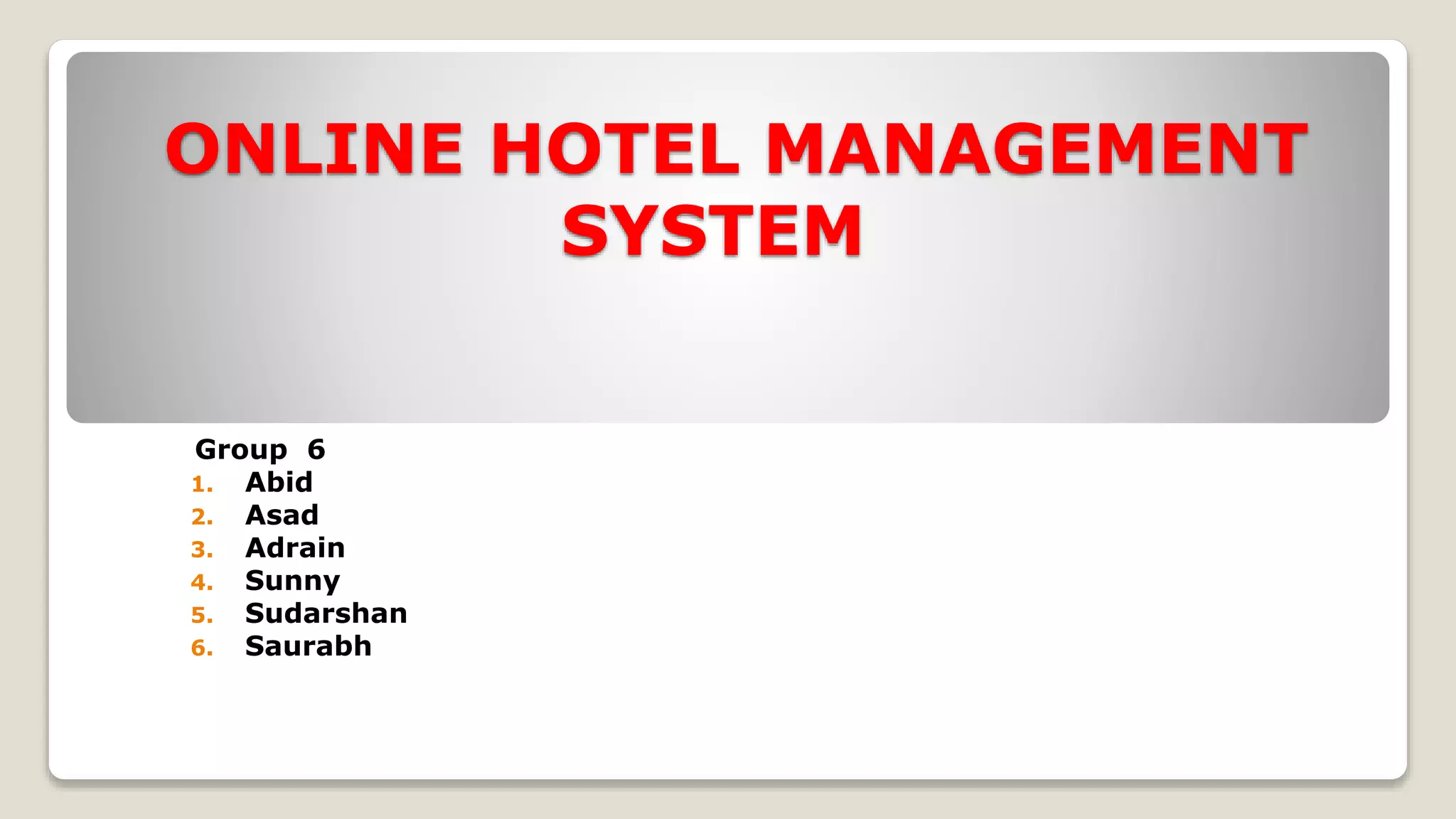 ONLINE HOTEL MANAGEMENT SYSTEM | PPTX