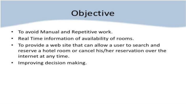 objective of hotel management