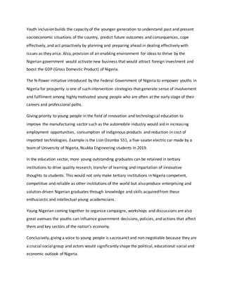 Importance of the roles of Nigerian youths in national development and ...
