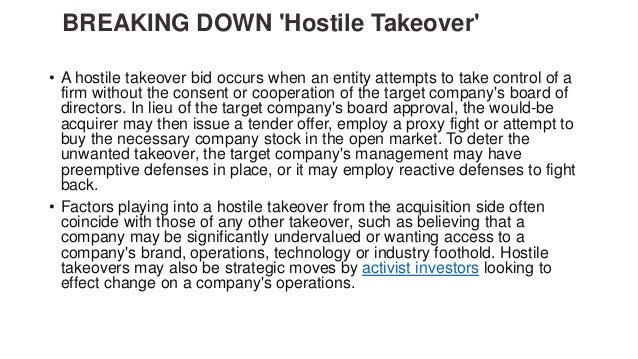 presentation about hostile takeover