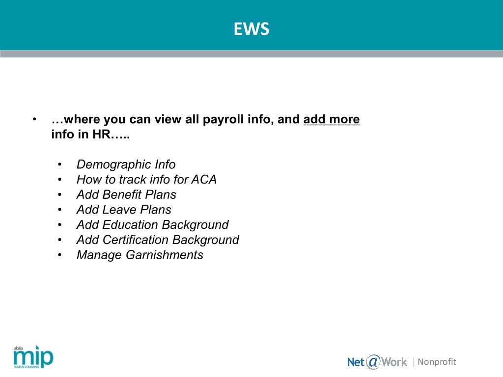 Abila MIP HR And Employee Web Services HR EWS 