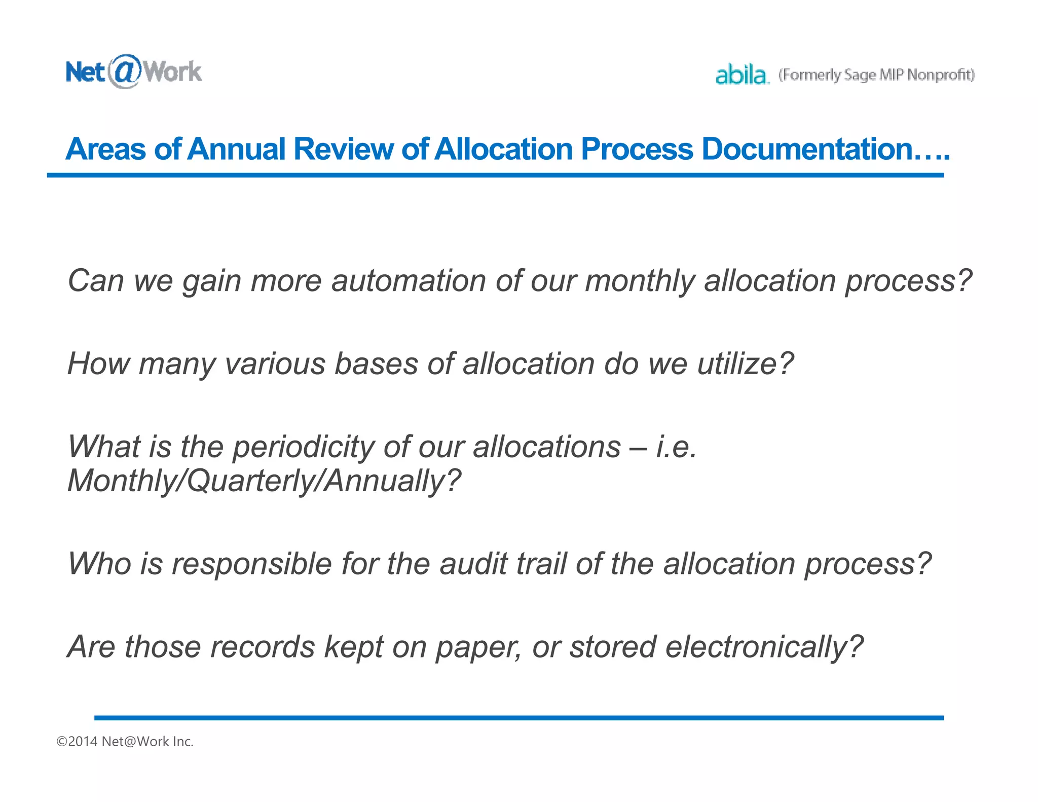 Allocation Processing
 