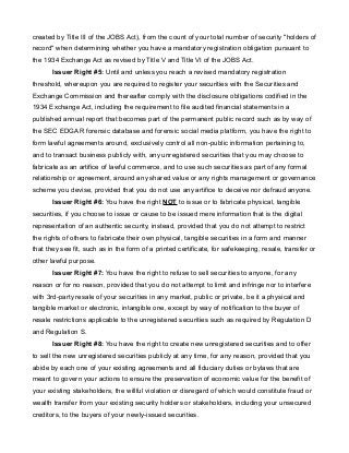 created by Title III of the JOBS Act), from the count of your total number of security "holders of
record" when determinin...