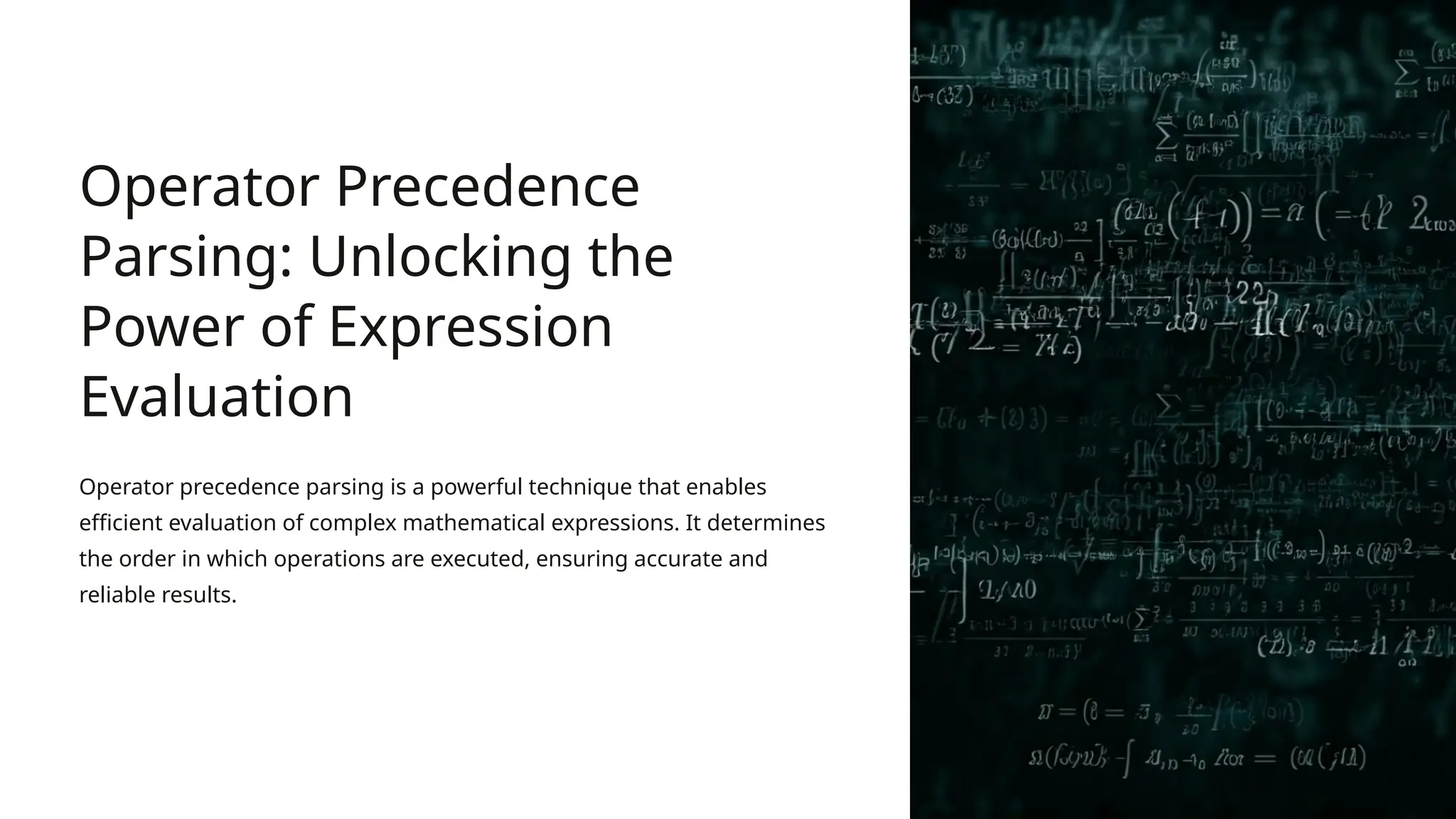 Operator Precedence Parsing: Unlocking the Power of Expression Evaluation Operator precedence parsing is a powerful technique that enables efficient evaluation of complex mathematical expressions. It determines the order in which operations are executed, ensuring accurate and reliable results. 
