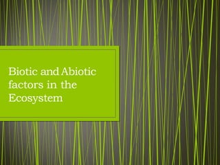 Biotic andAbiotic
factors in the
Ecosystem
 