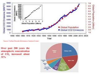 Source: Carbon Dioxide Information Analysis Center
Over past 200 years the
atmospheric concentration
of CO2 increased about
31%
 