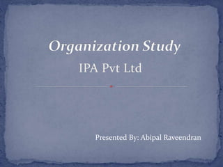 IPA Pvt Ltd
Presented By: Abipal Raveendran
 