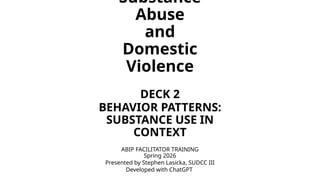 Sudcc Understanding and Addressing Substance Abuse and Domestic Violence ...