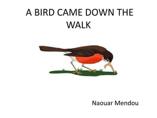 A BIRD CAME DOWN THE
WALK
Naouar Mendou
 