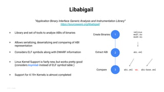 2019 | Public
० Library and set of tools to analyze ABIs of binaries
० Allows serializing, deserializing and comparing of ...