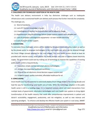 SMART HEALTH CARE: AN IDEAL HEALTH CARE SYSTEM FOR SMART VILLAGE BY ...