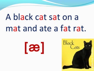 A black cat sat on a
mat and ate a fat rat.

     [æ]
 