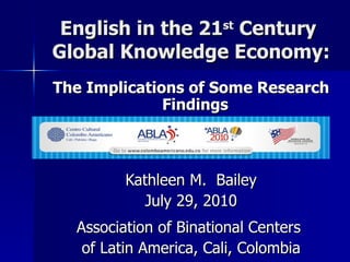 English in the 21 st  Century  Global Knowledge Economy: ,[object Object],[object Object],[object Object],[object Object],[object Object]