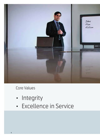 Core Values

    •	 Integrity
    •	 Excellence in Service



6
 