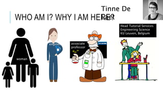 WHO AM I? WHY I AM HERE?
woman
engineer
Head Tutorial Services
Engineering Science
KU Leuven, Belgium
.
Tinne De Laet
associate
professor
 