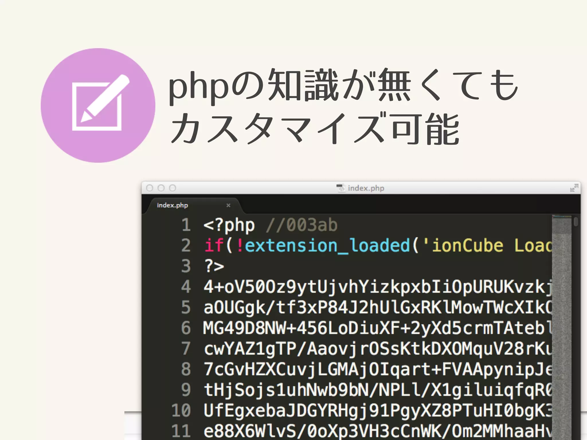 phpの知識が無くても 
カスタマイズ可能 
 