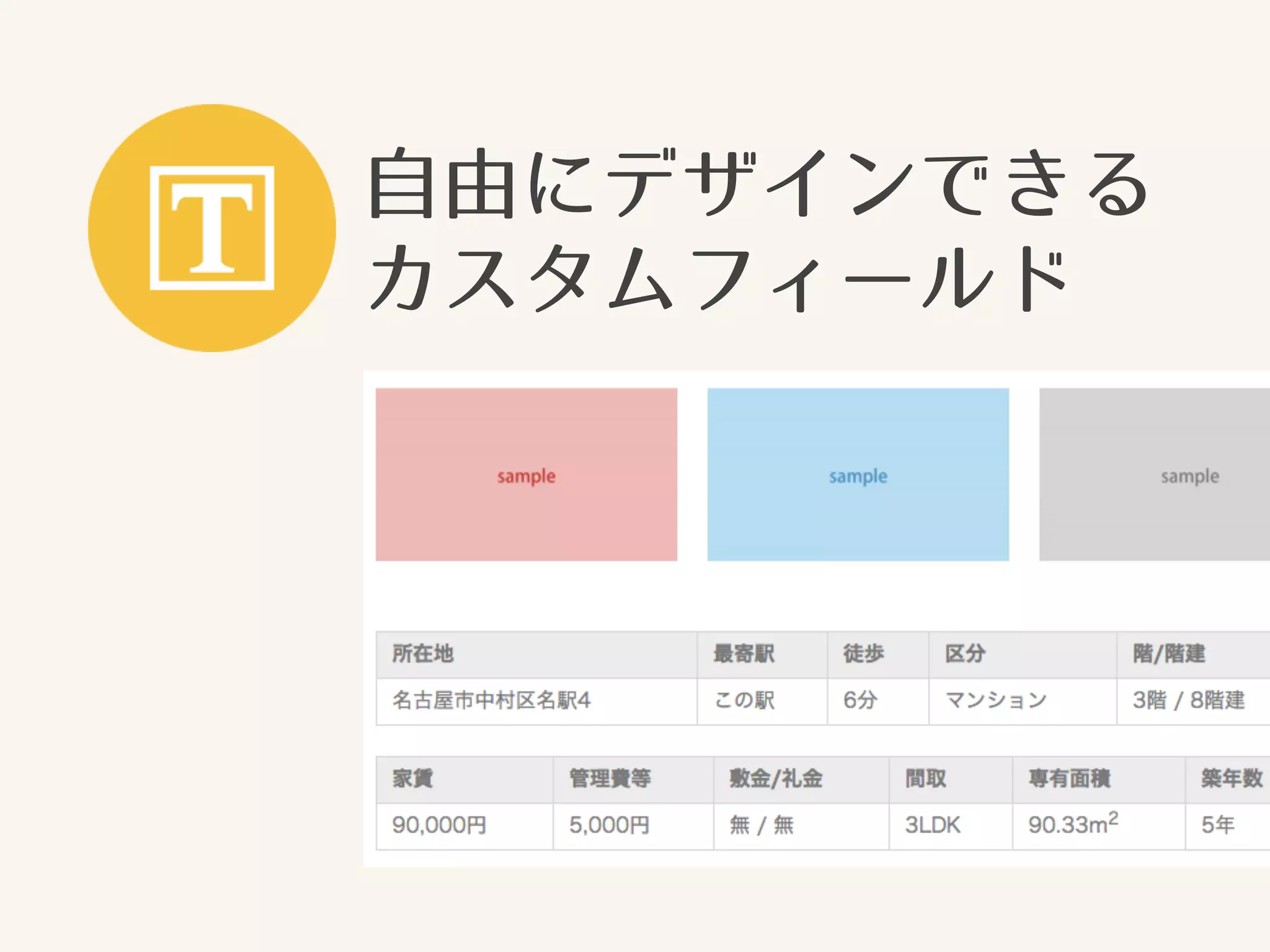 自由にデザインできる 
カスタムフィールド 
 