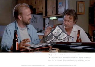 P. B. : Qué es lo que te dio la idea de este... este proyecto?

                                                              A. W. : No se, vino a mí. Es mi esquina, después de todo. Tan solo una parte del

                                                              mundo, pero hay cosas que también suceden ahí, como en cualquier otro sitio.


TRANSFERENCIAS - FOUCAULT - JUAN MIGUEL HERNÁNDEZ DE LEÓN -   - LA ESQUINA DE LA DIFERENCIA: HERRAMIENTAS QUEER - ANA BELÉN LÓPEZ PLAZAS
 