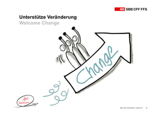 Unterstütze Veränderung
Welcome Change
SBB • Agile Transformation • August 2017 13