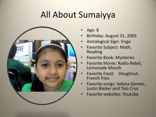 All About Me Class 4-411 Student Bios
