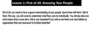 Lesson 1: First of All, Knowing Your People
 
