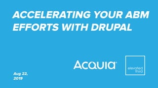 ACCELERATING YOUR ABM
EFFORTS WITH DRUPAL
Aug 22,
2019
 