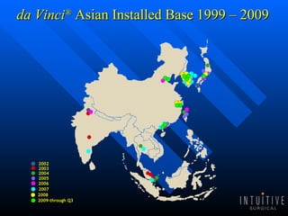 da Vinci ®  Asian Installed Base 1999 – 2009 2002 2003 2004 2005 2006 2007 2008 2009-through Q3 