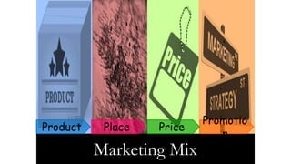 Marketing Mix
Product Place Price
Promotio
n
 