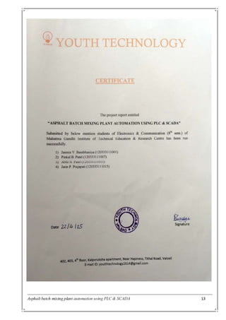 Asphalt batch mixing plant automation using PLC & SCADA 13
 