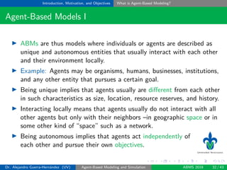 Agent-Based Modeling and Simulation Models, Agent-based Models and the ...