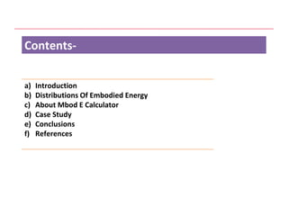 Embodied Energy In Building Construction | PPTX