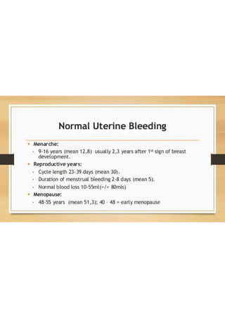 Abnormal Uterine Bleeding by Dr Hina Javed | PDF