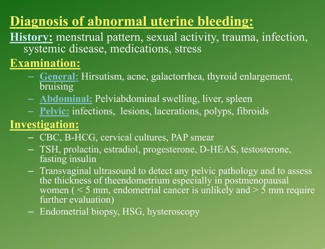 Dysfunctional uterine Bleeding is type of Abnormal bleeding from the ...