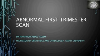ABNORMAL FIRST TRIMESTER
SCAN
DR MAHMOUD ABDEL-ALEEM
PROFESSOR OF OBSTETRICS AND GYNECOLOGY, ASSIUT UNIVERSITY.
 