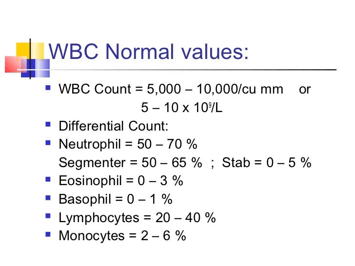 Wbc Differential Normal Values Chart