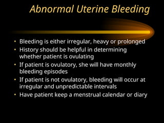 abnormal menstrual bleeding in reproductive health | PPT