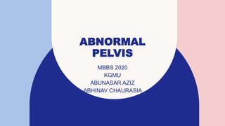 ABNORMAL
PELVIS
MBBS 2020
KGMU
ABUNASAR AZIZ
ABHINAV CHAURASIA
 