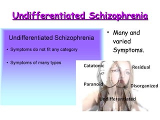 Undifferentiated SchizophreniaUndifferentiated Schizophrenia
• Many and
varied
Symptoms.
 