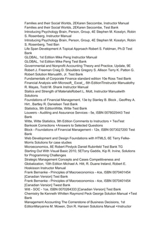 Abnormal psychology an integrated approach test bank and solution ...