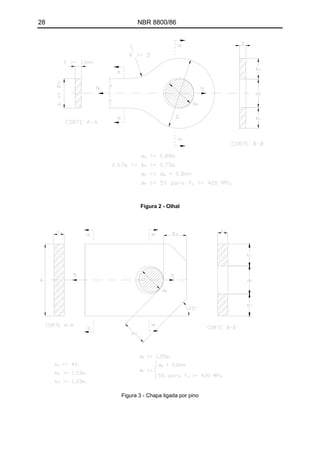 28 NBR 8800/86
Figura 2 - Olhal
Figura 3 - Chapa ligada por pino
 